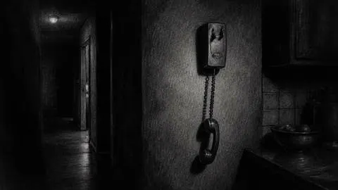Illustration of a telephone handset dangling off the hook