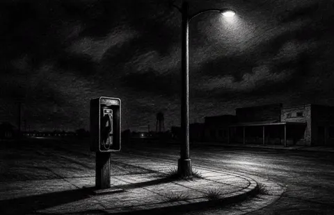 Illustration of a payphone at night
